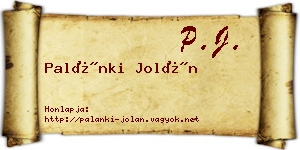 Palánki Jolán névjegykártya